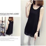 透けない厚手シフォンの二重レイヤード ふんわりシフォンレイヤードタンクトップ | JUNOAH | 詳細画像19