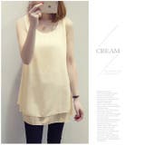 透けない厚手シフォンの二重レイヤード ふんわりシフォンレイヤードタンクトップ | JUNOAH | 詳細画像2