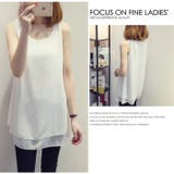 透けない厚手シフォンの二重レイヤード ふんわりシフォンレイヤードタンクトップ | JUNOAH | 詳細画像21