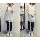 透けない厚手シフォンの二重レイヤード ふんわりシフォンレイヤードタンクトップ | JUNOAH | 詳細画像4