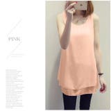 透けない厚手シフォンの二重レイヤード ふんわりシフォンレイヤードタンクトップ | JUNOAH | 詳細画像5