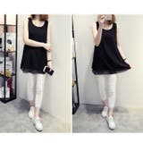 透けない厚手シフォンの二重レイヤード ふんわりシフォンレイヤードタンクトップ | JUNOAH | 詳細画像7