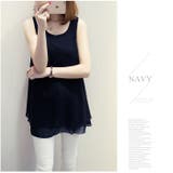 透けない厚手シフォンの二重レイヤード ふんわりシフォンレイヤードタンクトップ | JUNOAH | 詳細画像8