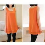 透けない厚手シフォンの二重レイヤード ふんわりシフォンレイヤードタンクトップ | JUNOAH | 詳細画像9