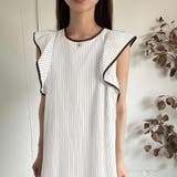 ホワイト | バイカラーフリルストライプワンピース【一部ペチスカートセット】 | LAUIR