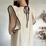 ベージュ | バイカラーフリルストライプワンピース【一部ペチスカートセット】 | LAUIR