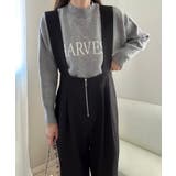 ブラック | フロントジップサロペット | LAUIR