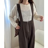 ダークブラウン | フロントジップサロペット | LAUIR