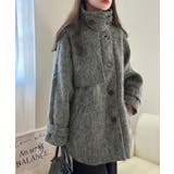 ライトグレー | ボリュームスリーブシャギーステンカラーコート | LAUIR