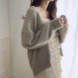 グレージュ | シャギーVネックニットカーディガン | LAUIR