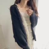 ブラック | シャギーVネックニットカーディガン | LAUIR