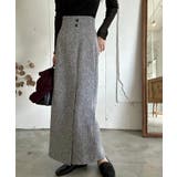 グレー | 裏起毛ラップ風ツイードスカート | LAUIR