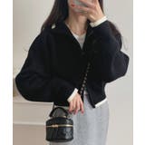 ブラック | 配色ショート丈ダブルジップニット | LAUIR