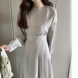 ライトグレー | ウエスト切替タックロングワンピース | LAUIR