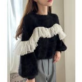 ブラック | フリルチュールシャギーニット | LAUIR