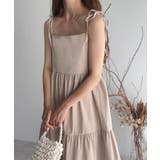 グレージュ | FILLOU ショルダーリボンティアードキャミワンピース | JUNOAH