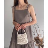 ダークブラウン | FILLOU ショルダーリボンティアードキャミワンピース | JUNOAH
