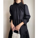 ブラック | FILLOU フリルカラーフレアワンピース | JUNOAH