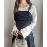 ブラック | FILLOU ショルダーリボンドレープキャミワンピース | JUNOAH