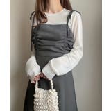 チャコール | FILLOU ショルダーリボンドレープキャミワンピース | JUNOAH