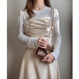 ベージュ | FILLOU ショルダーリボンドレープキャミワンピース | JUNOAH