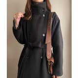 ブラック | FILLOU スタンドネックウールライクコート | JUNOAH