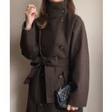 ブラウン | FILLOU スタンドネックウールライクコート | JUNOAH