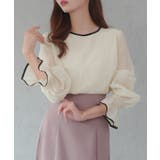 アイボリー | CENEA バイカラーキャンディースリーブシアーブラウス | JUNOAH