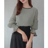 グレー | CENEA バイカラーキャンディースリーブシアーブラウス | JUNOAH