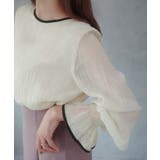 CENEA バイカラーキャンディースリーブシアーブラウス | JUNOAH | 詳細画像3