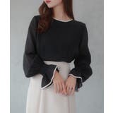 CENEA バイカラーキャンディースリーブシアーブラウス | JUNOAH | 詳細画像6