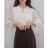 ホワイト | CENEA シアーキャンディースリーブニット | JUNOAH