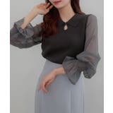 チャコール | CENEA シアーキャンディースリーブニット | JUNOAH