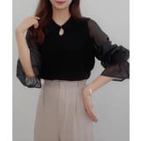 ブラック | CENEA シアーキャンディースリーブニット | JUNOAH