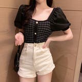ニットドッキング半袖トップス 韓国ファッション | JUNOAH | 詳細画像5
