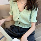 キャンディスリーブVネックボタンニットトップス 韓国ファッション | JUNOAH | 詳細画像13