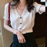 キャンディスリーブVネックボタンニットトップス 韓国ファッション | JUNOAH | 詳細画像4