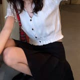 キャンディスリーブVネックボタンニットトップス 韓国ファッション | JUNOAH | 詳細画像7