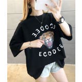 ブラック | プリントビッグTシャツ 韓国ファッション 春 | JUNOAH