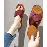 ワイン | ぺたんこサンダル サンダル 韓国ファッション | JUNOAH