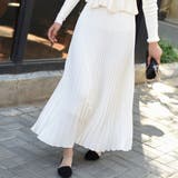 ホワイト | プリーツロングスカート スカート プリーツ 韓国ファッション | JUNOAH