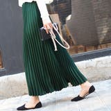 グリーン | プリーツロングスカート スカート プリーツ 韓国ファッション | JUNOAH