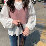 フロントボタンクルーネックブラウス 韓国ファッション 春 | JUNOAH | 詳細画像3 