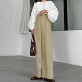 ベージュ | Louere ハイウエストストレートピンタックパンツ | Louere