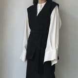 Louere ノーカラーVネックベルト付きベスト | Louere | 詳細画像10