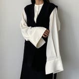 Louere ノーカラーVネックベルト付きベスト | Louere | 詳細画像11