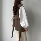 Louere ノーカラーVネックベルト付きベスト | Louere | 詳細画像14