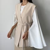 Louere ノーカラーVネックベルト付きベスト | Louere | 詳細画像2