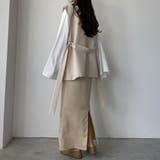 Louere ノーカラーVネックベルト付きベスト | Louere | 詳細画像7