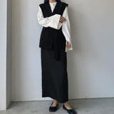 Louere ノーカラーVネックベルト付きベスト | Louere | 詳細画像9